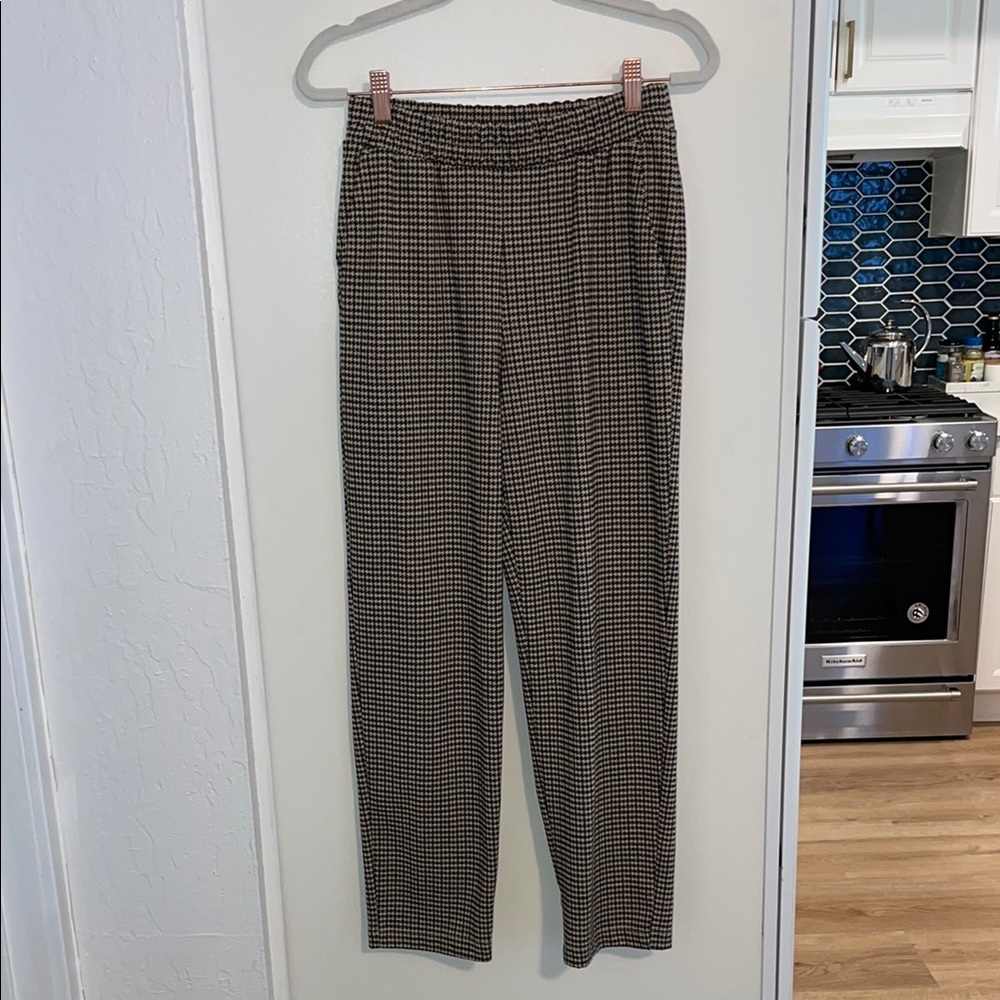A new day Ankle Pants Tapered with Elastic  Waist Brown houndstooth | XS